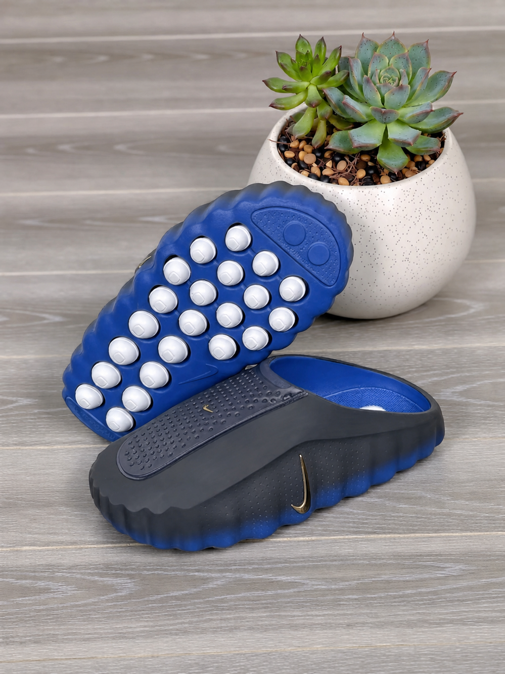New - Men's Nike Mind 001 Blackened Blue Game Royal Slides
